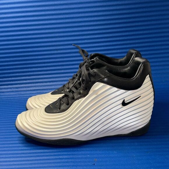 Women 9.5- Nike Lunarwavy Sky Hi QS Foamposite Hidden Wedge Heel High 727990-100 - Picture 2 of 7